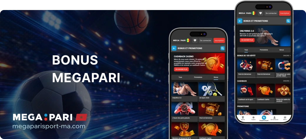 Bonus de bienvenue Megapari : combinés à 1,40 minimum par sélection - Megapari Maroc